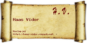 Haas Vidor névjegykártya